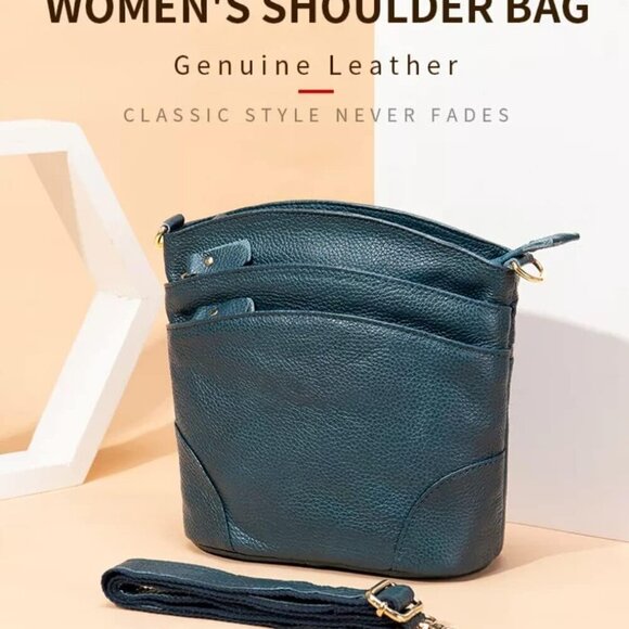 Women Genuine Leather Shoulder Bag Floral-Embossed Crossbody Bag Handbag Purse f - Picture 6 of 6